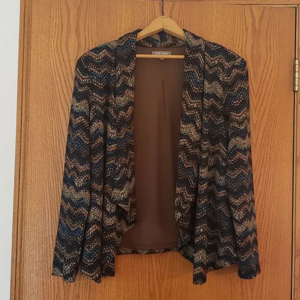 Very Nice Roz & Ali Chevron Open Front Cardigan TopโSz M
